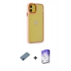 MARSİLYAN™- iPhone 12 Kılıf Eksen Doku Prime - Siyah Bilvis 5in1 3D Magic Cam Ekran Koruyucu + Metal Kamera Lens Koruma Cam - MI
