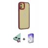 MARSİLYAN™- iPhone 12 Kılıf Eksen Doku Prime - Siyah Bilvis 5in1 3D Magic Cam Ekran Koruyucu + Raze Metal Kamera Lens - KI