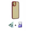 MARSİLYAN™- iPhone 12 Kılıf Eksen Doku Prime - Siyah Bilvis 5in1 5D Magic Hayalet Cam Ekran Koruyucu + Raze Metal Kamera Lens - MI