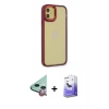 MARSİLYAN™- iPhone 12 Kılıf Eksen Doku Prime - Siyah Bilvis 5in1 5D Magic Hayalet Cam Ekran Koruyucu + Raze Metal Kamera Lens - KI