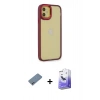 MARSİLYAN™- iPhone 12 Kılıf Eksen Doku Prime - Siyah Bilvis 5in1 5D Magic Hayalet Cam Ekran Koruyucu + Sierra Blue Shine Kamera Lens Koruma Cam