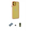 MARSİLYAN™- iPhone 12 Kılıf Eksen Doku Prime - Siyah Joko Magic 5D Hayalet Cam + Metal Kamera Lens Koruma Cam - GD
