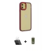 MARSİLYAN™- iPhone 12 Kılıf Eksen Doku Prime - Siyah Joko Magic 5D Hayalet Cam + Kamera Lens Koruma Cam - SF