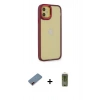 MARSİLYAN™- iPhone 12 Kılıf Eksen Doku Prime - Siyah Joko Magic 5D Hayalet Cam + Metal Kamera Lens Koruma Cam - KI