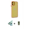 MARSİLYAN™- iPhone 12 Kılıf Eksen Doku Prime - Siyah Joko Magic 5D Hayalet Cam + Raze Metal Kamera Lens - MI