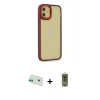 MARSİLYAN™- iPhone 12 Kılıf Eksen Doku Prime - Siyah Joko Magic 5D Hayalet Cam + Rainbow Kamera Lens Koruma Cam - YL