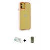 MARSİLYAN™- iPhone 12 Kılıf Eksen Doku Prime - Siyah Joko Magic 5D Hayalet Cam + Rainbow Kamera Lens Koruma Cam - YL