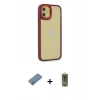 MARSİLYAN™- iPhone 12 Kılıf Eksen Doku Prime - Siyah Joko Magic 5D Hayalet Cam + Shine Kamera Lens Koruma Cam - GS
