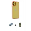 MARSİLYAN™- iPhone 12 Kılıf Eksen Doku Prime - Siyah Joko Magic 5D Hayalet Cam + Shine Kamera Lens Koruma Cam - GD