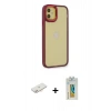 MARSİLYAN™- iPhone 12 Kılıf Eksen Doku Prime - Siyah Polymer Nano Ekran Koruyucu + Renkli Kamera Lens Koruma Cam - YL