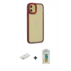 MARSİLYAN™- iPhone 12 Kılıf Eksen Doku Prime - Siyah Polymer Nano Ekran Koruyucu + Sarı Renkli Kamera Lens Koruma Cam