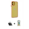 MARSİLYAN™- iPhone 12 Kılıf Eksen Doku Prime - Siyah Polymer Nano Ekran Koruyucu + Kamera Lens Koruma Cam - SF