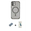 MARSİLYAN™- iPhone 12 Kılıf Eksen Klasik Koleksiyonu - Şeffaf Pasifik Cam Ekran Koruyucu + Shine Kamera Lens Koruma Cam - GI