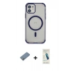 MARSİLYAN™- iPhone 12 Kılıf Eksen Klasik Koleksiyonu - Şeffaf Pasifik Cam Ekran Koruyucu + Shine Kamera Lens Koruma Cam - GS