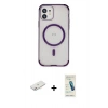 MARSİLYAN™- iPhone 12 Kılıf Eksen Klasik Koleksiyonu - Şeffaf Pasifik Cam Ekran Koruyucu + Renkli Kamera Lens Koruma Cam - PE