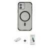 MARSİLYAN™- iPhone 12 Kılıf Eksen Klasik Koleksiyonu - Şeffaf Pasifik Cam Ekran Koruyucu + Renkli Kamera Lens Koruma Cam - PE