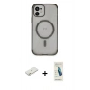 MARSİLYAN™- iPhone 12 Kılıf Eksen Klasik Koleksiyonu - Şeffaf Pasifik Cam Ekran Koruyucu + Renkli Kamera Lens Koruma Cam - TU