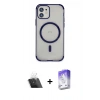 MARSİLYAN™- iPhone 12 Kılıf Eksen Klasik Koleksiyonu - Siyah Bilvis 5in1 3D Magic Cam Ekran Koruyucu + Kamera Lens Koruma Cam - SF