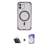 MARSİLYAN™- iPhone 12 Kılıf Eksen Klasik Koleksiyonu - Siyah Bilvis 5in1 3D Magic Cam Ekran Koruyucu + Kamera Lens Koruma Cam - SF