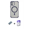MARSİLYAN™- iPhone 12 Kılıf Eksen Klasik Koleksiyonu - Siyah Bilvis 5in1 3D Magic Cam Ekran Koruyucu + Shine Kamera Lens Koruma Cam - SABE