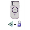 MARSİLYAN™- iPhone 12 Kılıf Eksen Klasik Koleksiyonu - Siyah Bilvis 5in1 5D Magic Hayalet Cam Ekran Koruyucu + Raze Metal Kamera Lens - MI