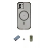MARSİLYAN™- iPhone 12 Kılıf Eksen Klasik Koleksiyonu - Siyah Joko Magic 5D Hayalet Cam + Metal Kamera Lens Koruma Cam - KI