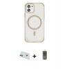 MARSİLYAN™- iPhone 12 Kılıf Eksen Klasik Koleksiyonu - Siyah Joko Magic 5D Hayalet Cam + Rainbow Kamera Lens Koruma Cam - YL