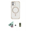 MARSİLYAN™- iPhone 12 Kılıf Eksen Klasik Koleksiyonu - Siyah Joko Magic 5D Hayalet Cam + Raze Metal Kamera Lens - KI