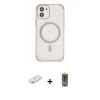 MARSİLYAN™- iPhone 12 Kılıf Eksen Klasik Koleksiyonu - Siyah Joko Magic 5D Hayalet Cam + Renkli Kamera Lens Koruma Cam - TU