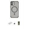 MARSİLYAN™- iPhone 12 Kılıf Eksen Klasik Koleksiyonu - Siyah Joko Magic 5D Hayalet Cam + Renkli Kamera Lens Koruma Cam - TU