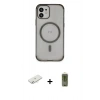 MARSİLYAN™- iPhone 12 Kılıf Eksen Klasik Koleksiyonu - Siyah Joko Magic 5D Hayalet Cam + Renkli Kamera Lens Koruma Cam - SI