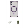 MARSİLYAN™- iPhone 12 Kılıf Eksen Klasik Koleksiyonu - Siyah Joko Magic 5D Hayalet Cam + Renkli Kamera Lens Koruma Cam - SI