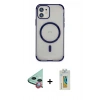 MARSİLYAN™- iPhone 12 Kılıf Eksen Klasik Koleksiyonu - Siyah Polymer Nano Ekran Koruyucu + Raze Metal Kamera Lens - KI