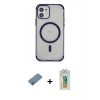 MARSİLYAN™- iPhone 12 Kılıf Eksen Klasik Koleksiyonu - Siyah Polymer Nano Ekran Koruyucu + Metal Kamera Lens Koruma Cam - GD