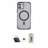 MARSİLYAN™- iPhone 12 Kılıf Eksen Klasik Koleksiyonu - Siyah Polymer Nano Ekran Koruyucu + Kamera Lens Koruma Cam - SF