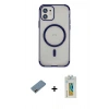 MARSİLYAN™- iPhone 12 Kılıf Eksen Klasik Koleksiyonu - Siyah Polymer Nano Ekran Koruyucu + Shine Kamera Lens Koruma Cam - GD