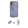 MARSİLYAN™- iPhone 12 Kılıf Eksen Minimal Koleksiyonu - Şeffaf Pasifik Cam Ekran Koruyucu + Shine Kamera Lens Koruma Cam - GS