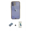 MARSİLYAN™- iPhone 12 Kılıf Eksen Minimal Koleksiyonu - Şeffaf Pasifik Cam Ekran Koruyucu + Metal Kamera Lens Koruma Cam - KI