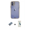 MARSİLYAN™- iPhone 12 Kılıf Eksen Minimal Koleksiyonu - Şeffaf Pasifik Cam Ekran Koruyucu + Metal Kamera Lens Koruma Cam - KI