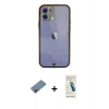 MARSİLYAN™- iPhone 12 Kılıf Eksen Minimal Koleksiyonu - Şeffaf Pasifik Cam Ekran Koruyucu + Metal Kamera Lens Koruma Cam - KI