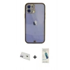 MARSİLYAN™- iPhone 12 Kılıf Eksen Minimal Koleksiyonu - Şeffaf Pasifik Cam Ekran Koruyucu + Rainbow Kamera Lens Koruma Cam - MR