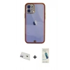 MARSİLYAN™- iPhone 12 Kılıf Eksen Minimal Koleksiyonu - Şeffaf Pasifik Cam Ekran Koruyucu + Rainbow Kamera Lens Koruma Cam - MR