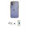 MARSİLYAN™- iPhone 12 Kılıf Eksen Minimal Koleksiyonu - Şeffaf Pasifik Cam Ekran Koruyucu + Rainbow Kamera Lens Koruma Cam - MR
