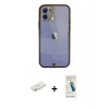 MARSİLYAN™- iPhone 12 Kılıf Eksen Minimal Koleksiyonu - Şeffaf Pasifik Cam Ekran Koruyucu + Renkli Kamera Lens Koruma Cam - SI