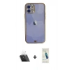 MARSİLYAN™- iPhone 12 Kılıf Eksen Minimal Koleksiyonu - Şeffaf Pasifik Cam Ekran Koruyucu + Kamera Lens Koruma Cam - SF