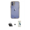 MARSİLYAN™- iPhone 12 Kılıf Eksen Minimal Koleksiyonu - Şeffaf Pasifik Cam Ekran Koruyucu + Kamera Lens Koruma Cam - SF