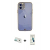 MARSİLYAN™- iPhone 12 Kılıf Eksen Minimal Koleksiyonu - Şeffaf Pasifik Cam Ekran Koruyucu + Rainbow Kamera Lens Koruma Cam - YL