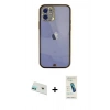MARSİLYAN™- iPhone 12 Kılıf Eksen Minimal Koleksiyonu - Şeffaf Pasifik Cam Ekran Koruyucu + Rainbow Kamera Lens Koruma Cam - YL