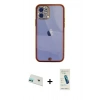 MARSİLYAN™- iPhone 12 Kılıf Eksen Minimal Koleksiyonu - Şeffaf Pasifik Cam Ekran Koruyucu + Rainbow Kamera Lens Koruma Cam - YL