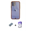 MARSİLYAN™- iPhone 12 Kılıf Eksen Minimal Koleksiyonu - Siyah Bilvis 5in1 3D Magic Cam Ekran Koruyucu + Gold Shine Kamera Lens Koruma Cam